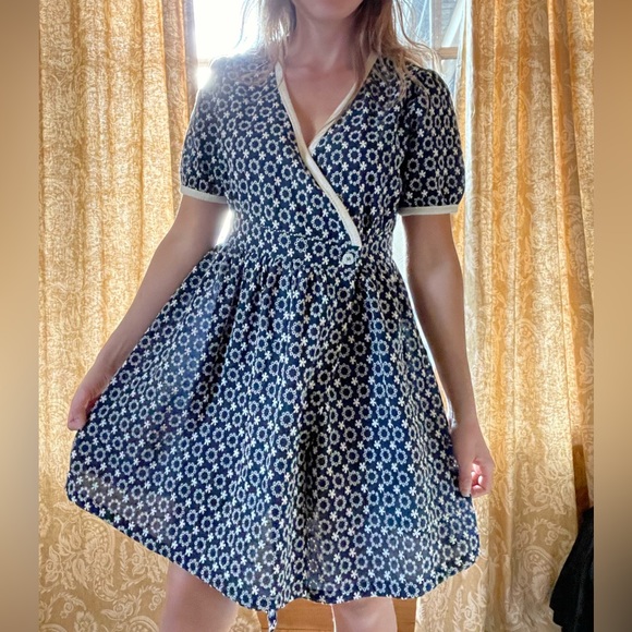 Dresses & Skirts - Vintage handmade blue retro dress
